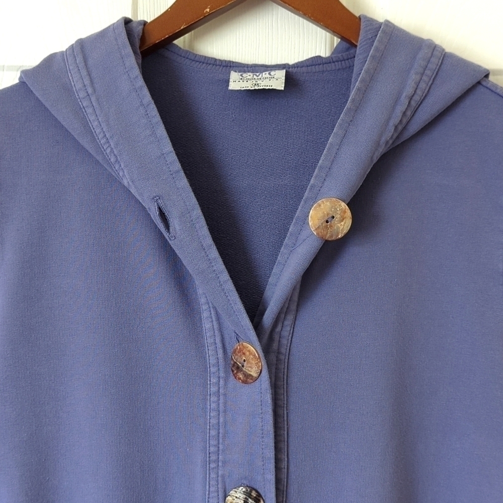 Color Me Cotton 90's Vintage Lightweight Funky Apron Pocket Hooded Jacket Purple - Picture 2 of 11